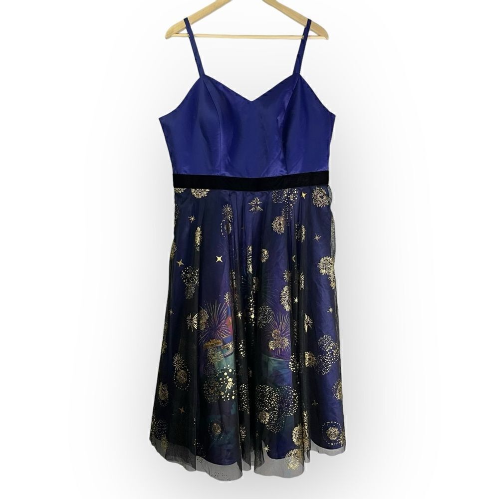 Disney The Dress Shop 50th Cinderella Castle Fireworks Dress Size 18 Purple Gold